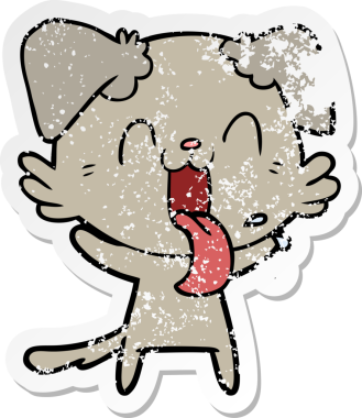 Bir insan tarafından çizilmiş, nefes nefese kalmış bir köpeğin sıkıntılı çıkartması.