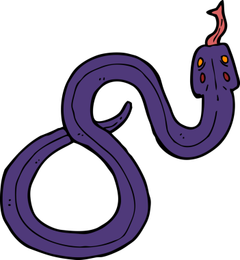 Bir insan tarafından çizilmiş çizgi film yılanı.