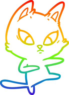 Bir insan tarafından çizilmiş kafası karışmış çizgi film kedisinin çizimi.