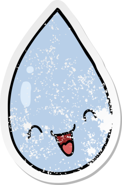 Bir insan tarafından çizilmiş karikatür yağmur damlasının sıkıntılı etiketi