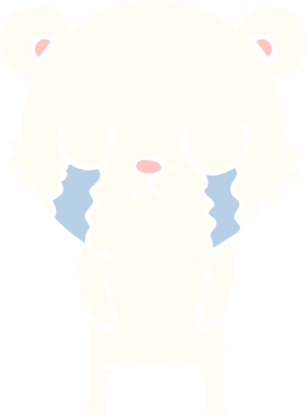 Ağlayan kutup ayısı bir insan tarafından çizilmiş düz renkli çizgi film.