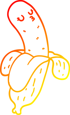 Bir insan tarafından çizilmiş bir muzun sıcak çizgi çizimi