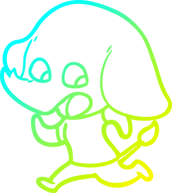 Bir insan tarafından çizilmiş şirin bir filin soğuk gradyan çizgisi