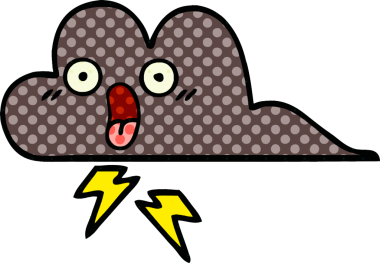 Bir insan tarafından çizilmiş bir fırtına bulutunun karikatürü.