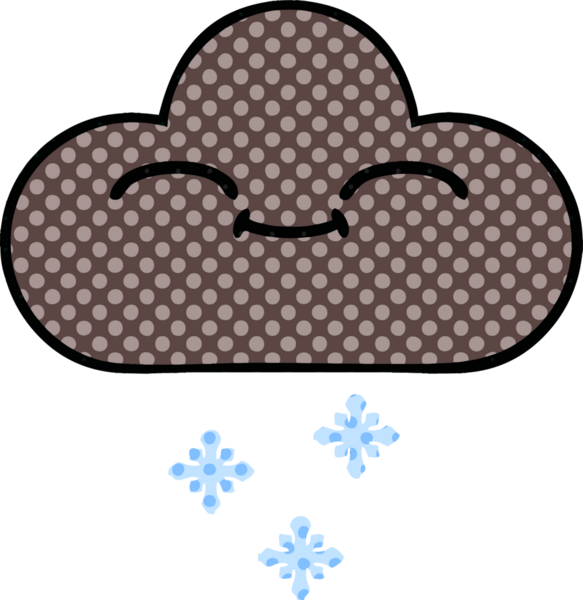 Bir insan tarafından çizilmiş mutlu bir kar bulutunun çizgi romanı.