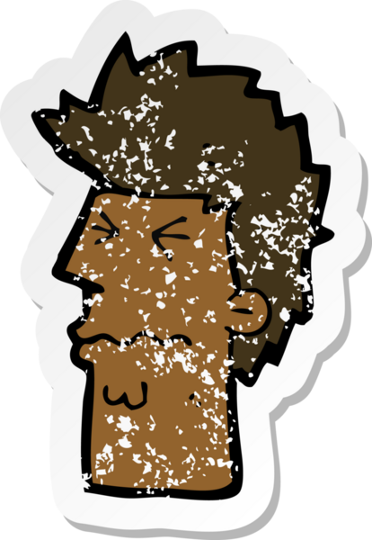 Bir insan tarafından çizilmiş gerilimli bir karikatürün gerilmiş yüzü.