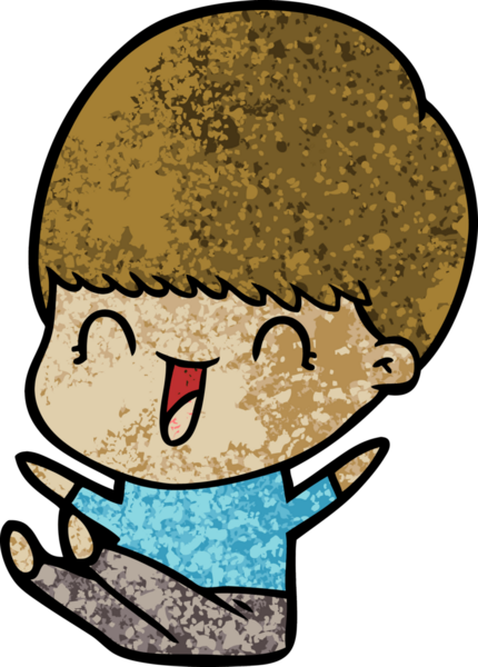 Bir insan tarafından çizilmiş mutlu çizgi film çocuğu.