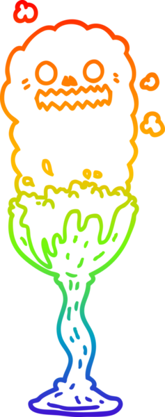 Gökkuşağı gradyan çizgi çizimi Bir insan tarafından çizilmiş ürkütücü cadılar bayramı iksiri kabı