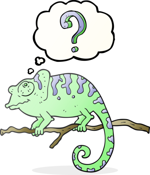 Serbest çizim düşünce balonu karikatürü Bir insan tarafından çizilmiş meraklı bukalemun