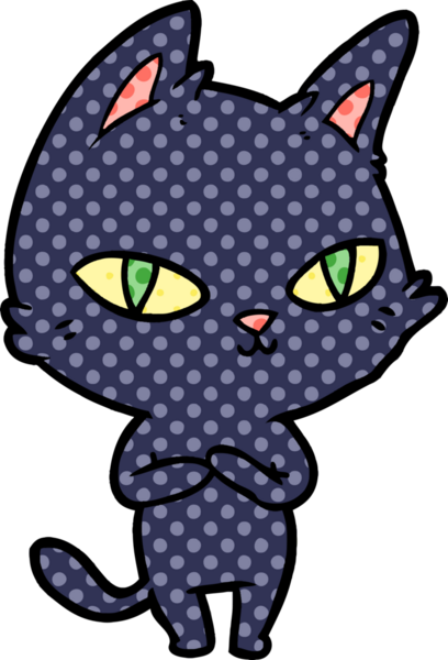 Bir insan tarafından çizilmiş çizgi film kedisi.