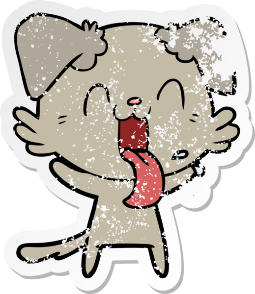 Bir insan tarafından çizilmiş, nefes nefese kalmış bir köpeğin sıkıntılı çıkartması.