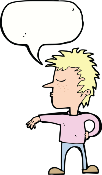 Karikatürist, bir insan tarafından çizilmiş konuşma balonuyla kamp jesti yapıyor.