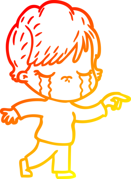 Bir insan tarafından çizilmiş, ağlayan bir çizgi kadın çizimi.