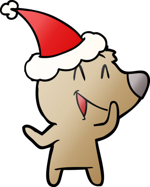 Gülen ayı eli bir insan tarafından çizilmiş Noel Baba şapkasının gradyan çizimi.