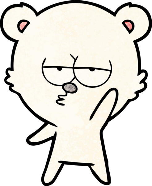 Bir insan tarafından çizilmiş sıkılan kutup ayısı çizgi filmi.