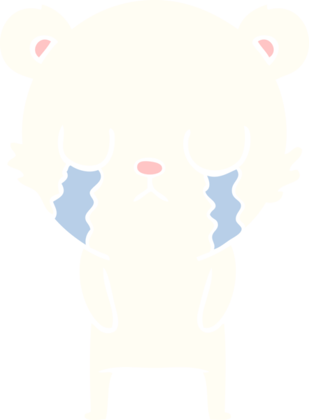 Ağlayan kutup ayısı bir insan tarafından çizilmiş düz renkli çizgi film.