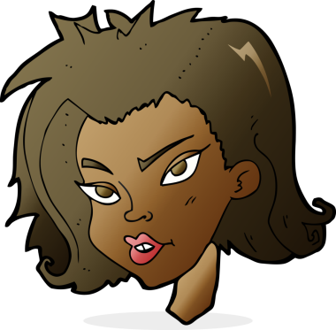 Bir insan tarafından çizilmiş bir kadın yüzü.