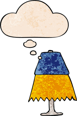 bir insan tarafından çizilmiş grunge desen biçiminde düşünce baloncuğu olan çizgi film masa lambası