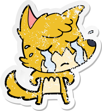 Bir insan tarafından çizilmiş ağlayan tilki çizgi filminin sıkıntılı çıkartması.