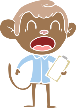 Bir insan tarafından çizilmiş düz renkli çizgi film maymunu