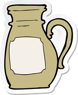 Bir insan tarafından çizilmiş karikatür sürahisinin çıkartması.