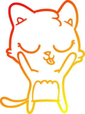 Bir insan tarafından çizilmiş sevimli bir çizgi film kedisinin sıcak çizgi çizgisi.