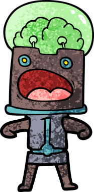 Bir insan tarafından çizilmiş çizgi film robotu