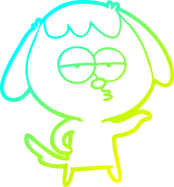 Bir insan tarafından çizilmiş ve sıkılmış bir köpeğin soğuk çizgi çizimi.