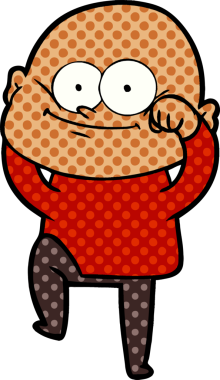 Bir insan tarafından çizilmiş kel bir adam.