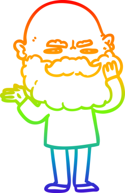 Gökkuşağı gradyan çizgi çizimi sakallı bir adamın bir insan tarafından çizilmiş