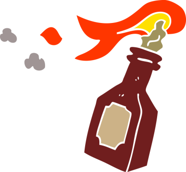 Bir insan tarafından çizilmiş karalama molotof kokteyli.