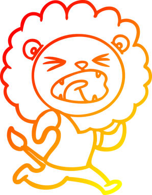 Bir insan tarafından çizilen çizgi film aslanının sıcak çizgi çizimi