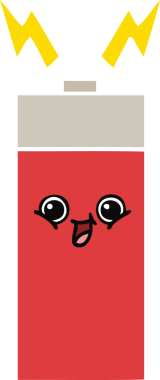 Bir insan tarafından çizilmiş düz renk retro pili.