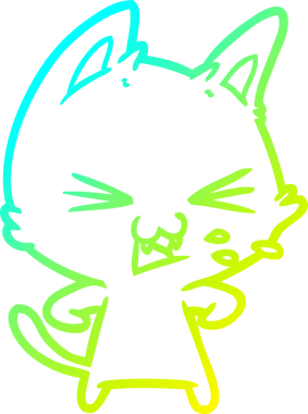 Bir insan tarafından çizilen çizgi film kedisinin soğuk gradyan çizimi