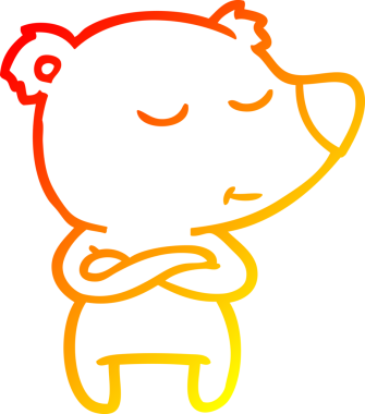 Bir insan tarafından çizilmiş mutlu çizgi film ayısının sıcak çizgi çizimi