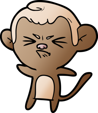 Bir insan tarafından çizilmiş sinir bozucu bir maymun.