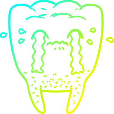 Bir insan tarafından çizilmiş ağlayan bir çizgi film dişinin soğuk gradyan çizimi