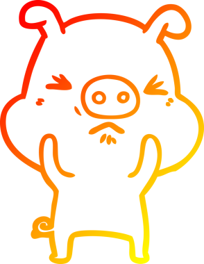 Bir insan tarafından çizilmiş kızgın bir domuzun sıcak çizgi çizimi