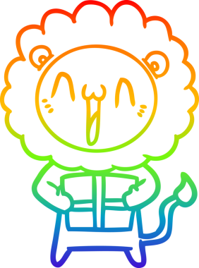 gökkuşağı gradyanı çizimi bir insan tarafından çizilmiş mutlu bir karikatür aslanı