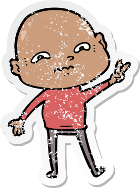 Bir insan tarafından çizilmiş gergin bir adamın sıkıntılı çıkartması.