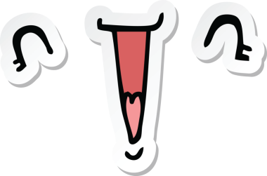 Bir insan tarafından çizilmiş şirin bir karikatür yüzü çıkartması.