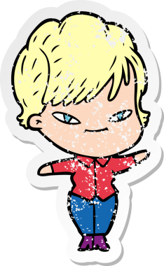 Bir insan tarafından çizilmiş mutlu bir karikatür çıkartması.