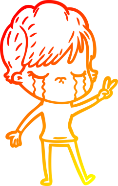 Bir insan tarafından çizilmiş, ağlayan bir çizgi kadın çizimi.