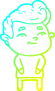 Bir insan tarafından çizilmiş mutlu bir çizgi film karakteri çizimi.