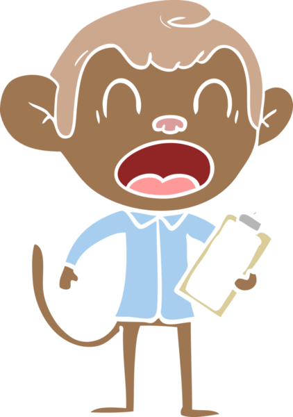 Bir insan tarafından çizilmiş düz renkli çizgi film maymunu