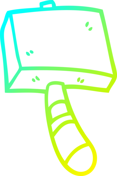 Bir insan tarafından çizilmiş bir tahta çekicin soğuk eğimli çizgisi.