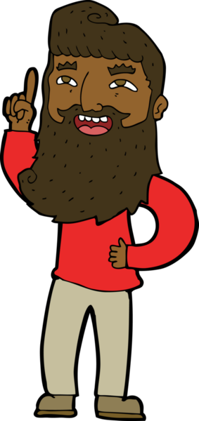 Bir insan tarafından çizilmiş, mutlu, sakallı bir adam.