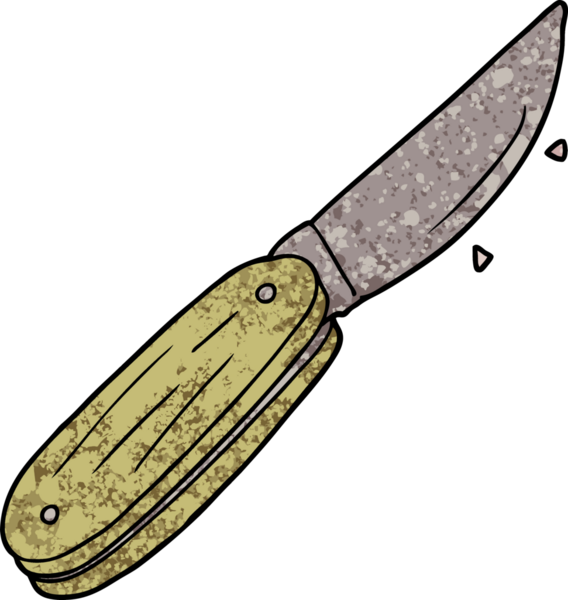 Bir insan tarafından çizilmiş katlanmış çizgi film bıçağı.