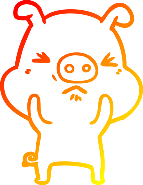 Bir insan tarafından çizilmiş kızgın bir domuzun sıcak çizgi çizimi