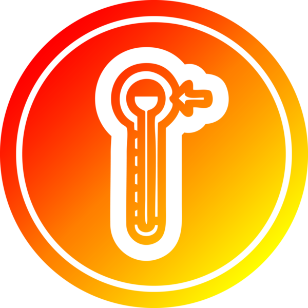 Bir insan tarafından çizilmiş yüksek sıcaklık dairesel simgesi